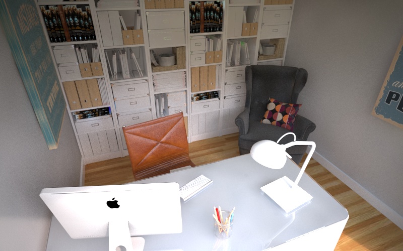 This size room creates a spacious workspace for one worker, but with a different arrangement of furniture you could fit in two desks.