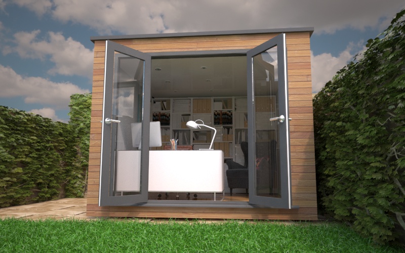 French doors are normally the standard option on this style of garden office