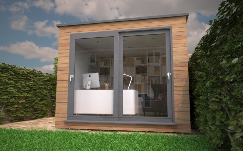 Sliding doors are a popular option on this style of garden office.
