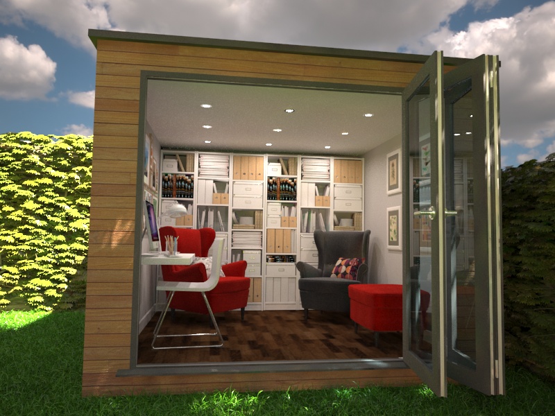 Bi-fold doors are popular on garden offices as you can fold back a whole section of wall