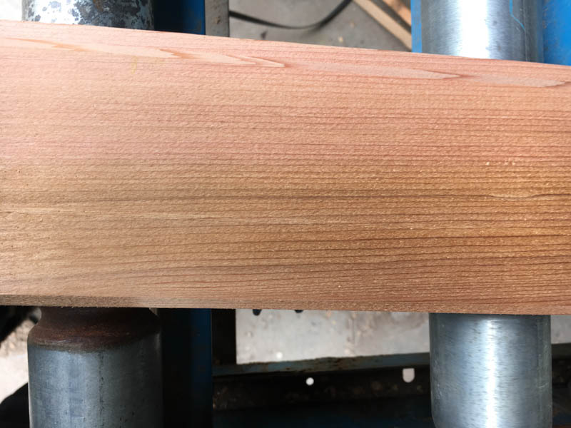 Newly milled cedar cladding