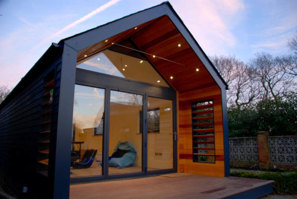 Modern pitched roof garden office