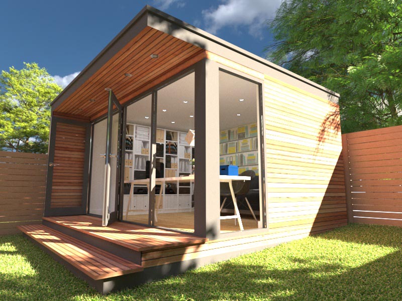 Garden office on a sloping site