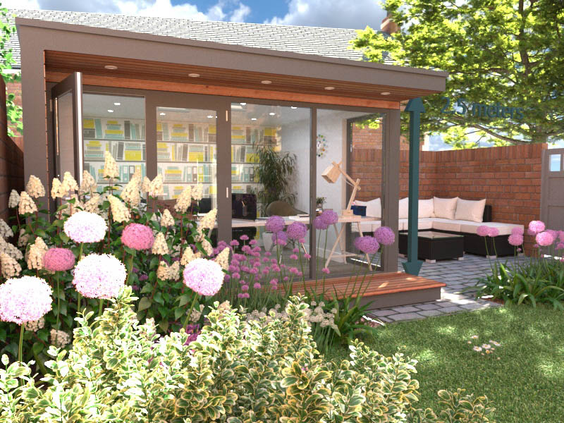 2.5m garden offices can be positioned close to a wall
