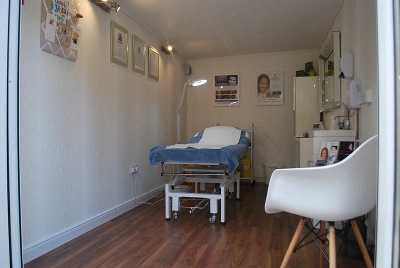 Clean, professional beauty clinic in the garden