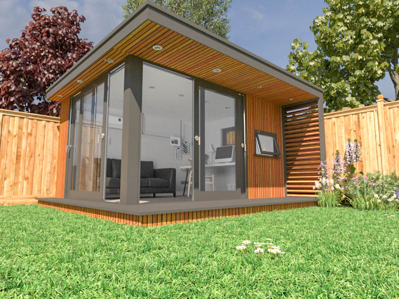 With modular garden office designs, you can mix and match sections of solid wall with door and window modules and screens and decks