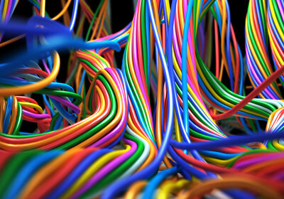 Colorful cables. Abstract Technology 3d illustration